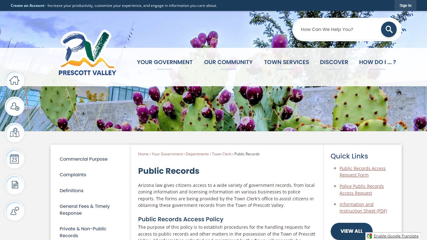 Public Records | Prescott Valley, AZ - Official Website